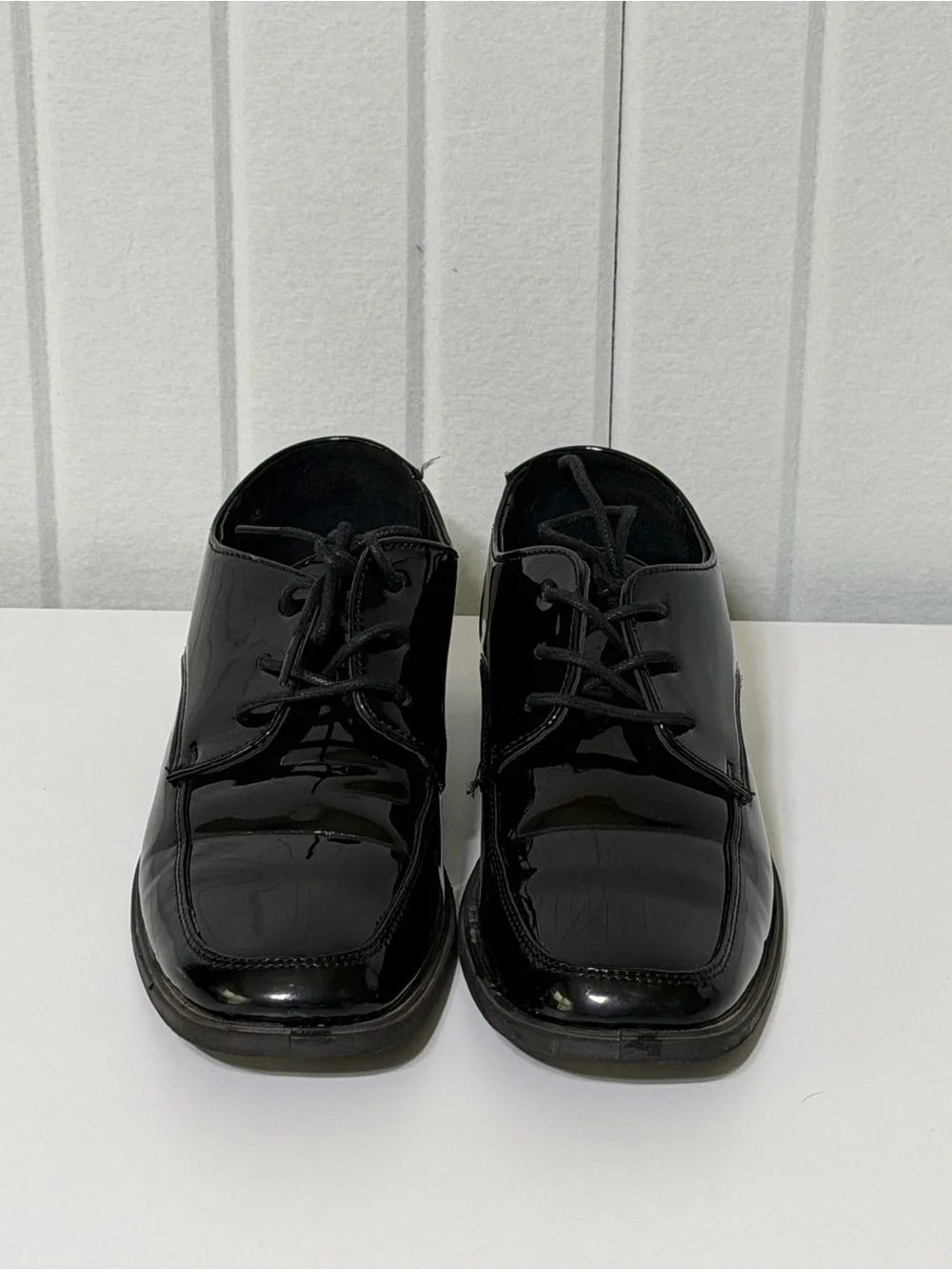 Josmo Black Patent Lace-Up Kids Dress Shoes